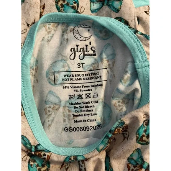 Gigi's Closet Toddler Girls 3T Pajamas Long Sleeve Pants Set Ornaments Bows - Picture 7 of 7